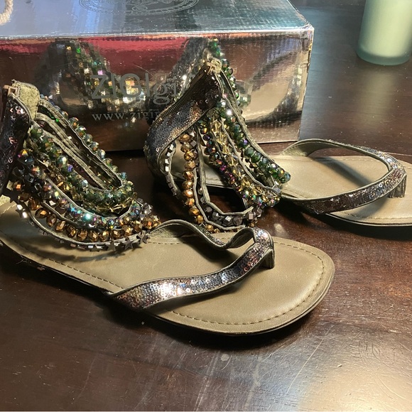 ZIGI Girl Multicolor Beaded Sandals with Rhinestone Accents - Picture 2 of 7